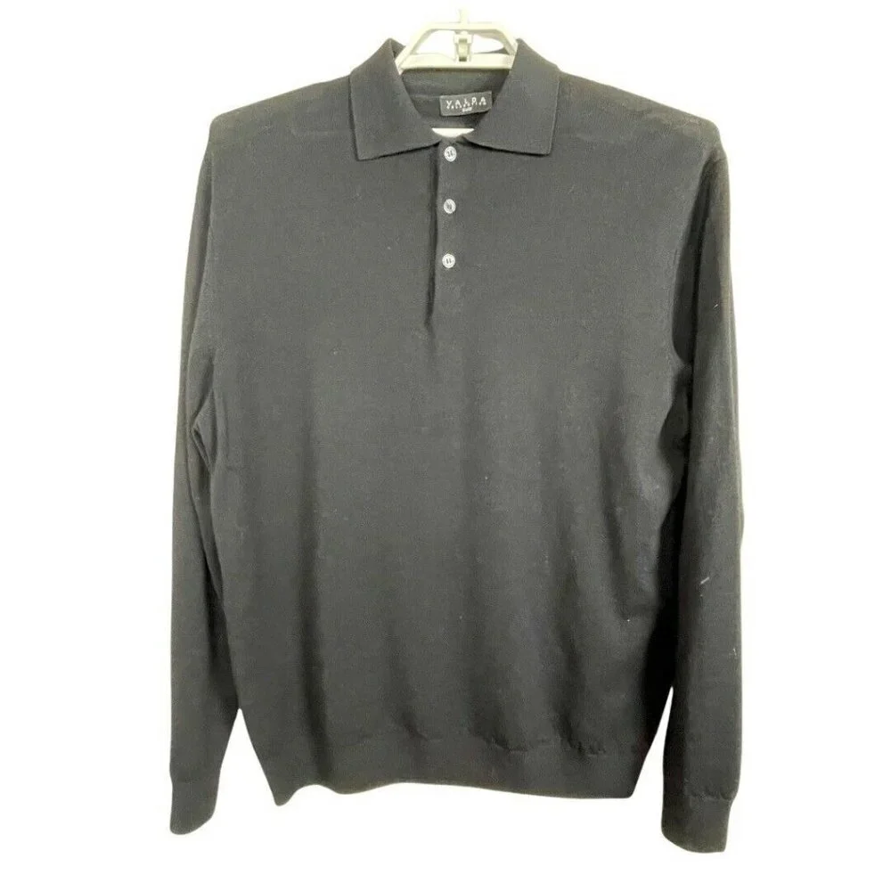 Valda Italy Merino Wool Sweater‎ 2XL Black Classic Pullover Quiet Luxury Minimal